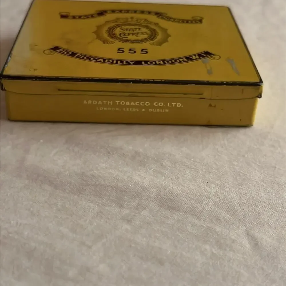 State Express Cigarettes 555 Yellow Tin Box Vintage